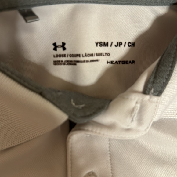 Under Armour boys size small similar to size 8 white polo, golf shirt, gray - Picture 2 of 6